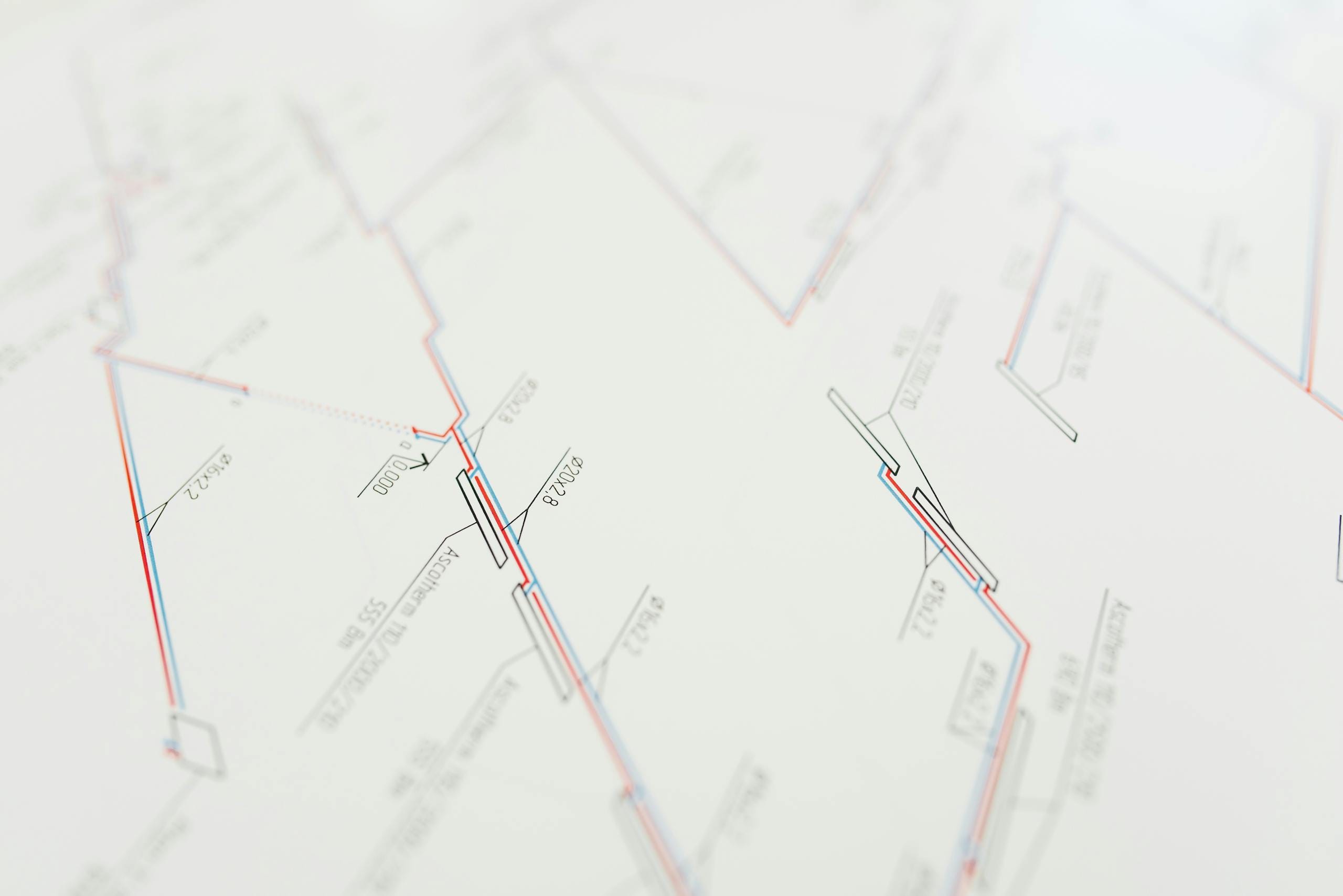 Close-up view of a highly detailed architectural blueprint, showcasing precision in design and measurement.